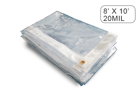 8' x 10' Clear Vinyl Tarp - 20 MIL - Fire Retardant Clear Vinyl