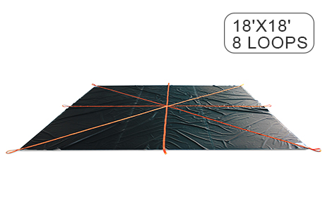 Construction Snow Removal Lifting Tarps 18' x 18' & 8 Loops - 18 Oz PVC Coated Vinyl Fabric