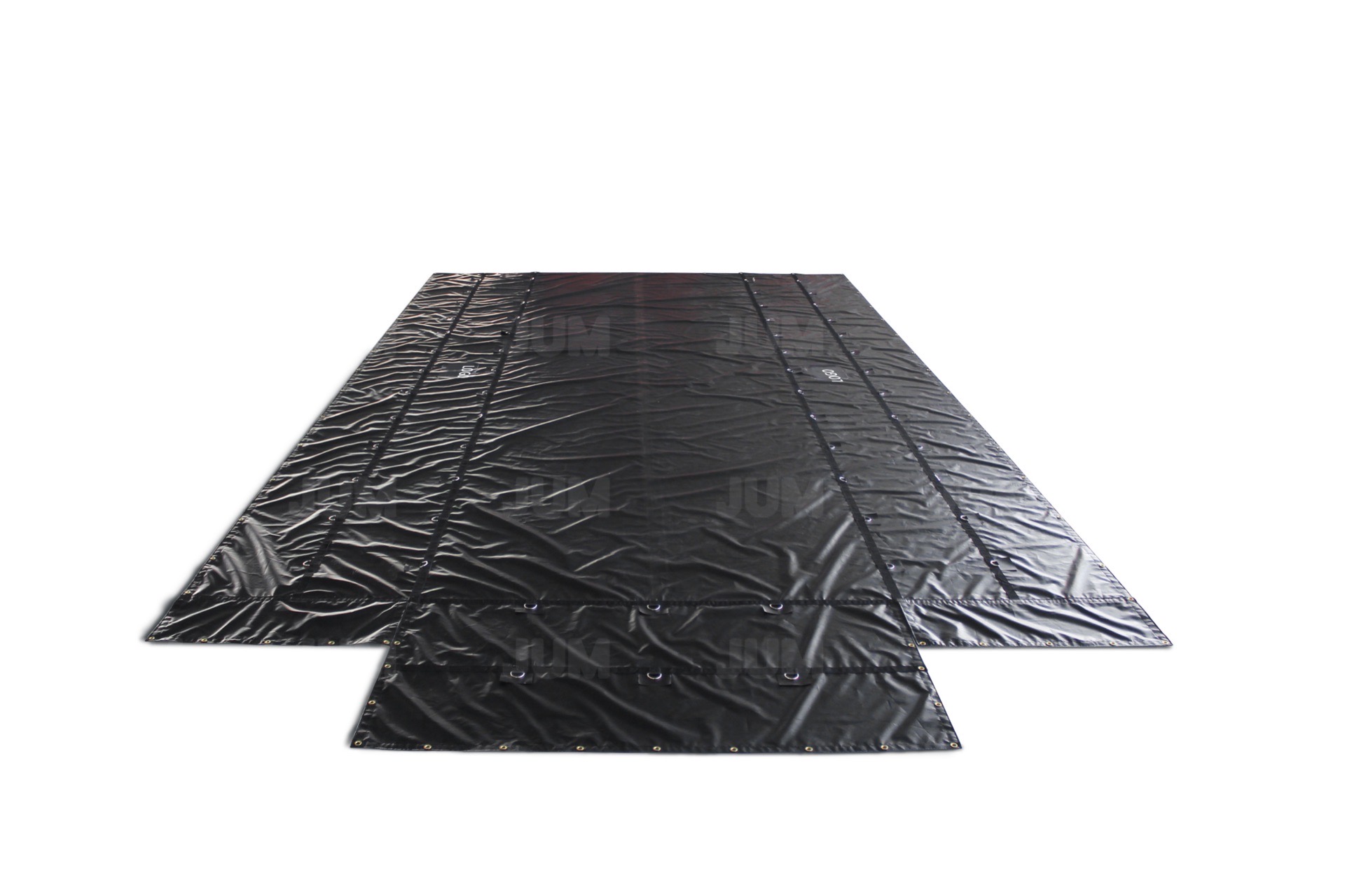 16' X 28' (4' Drop & Flap) Lightweight Flatbed Trailer Lumber Tarp - 14 Oz. Black Tarp