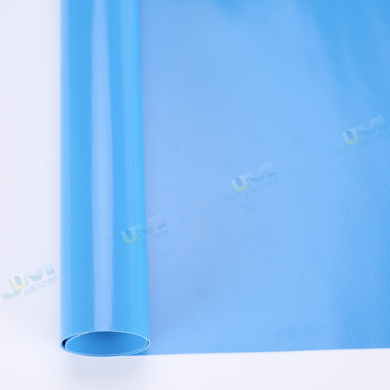 PVC knife coating fabric raw material for truck cover-Sky blue